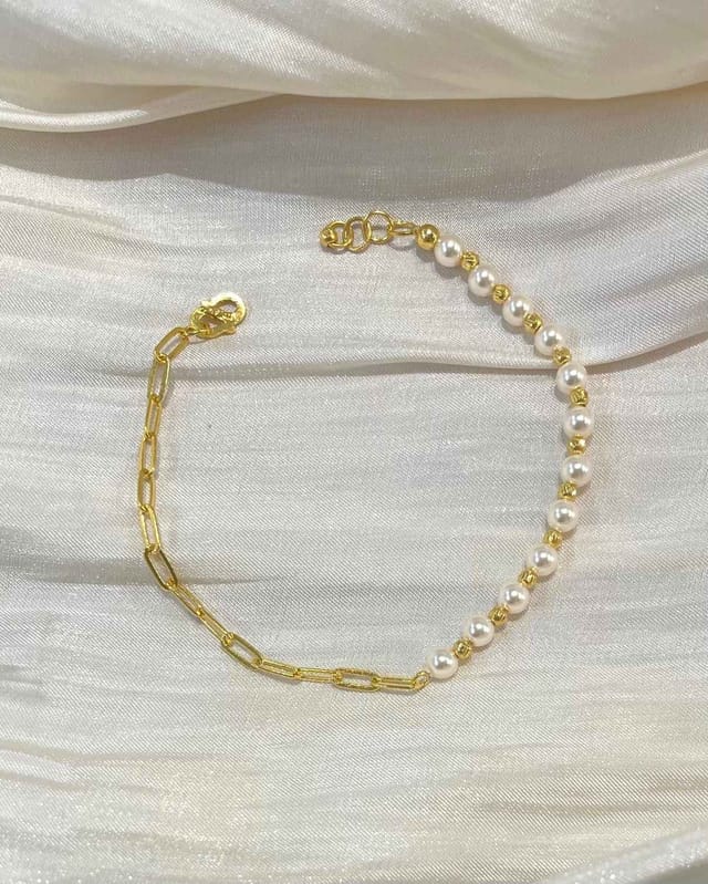 珍珠金珠AB鍊手鍊
